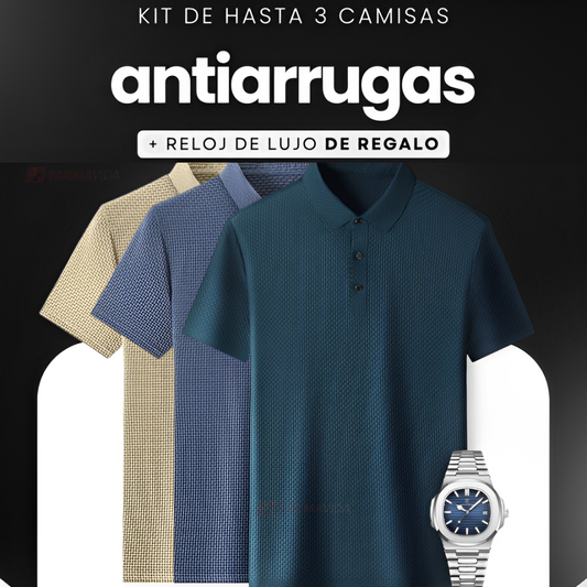 Kit 3 Camisas Antiarrugas + Reloj De Lujo De Regalo